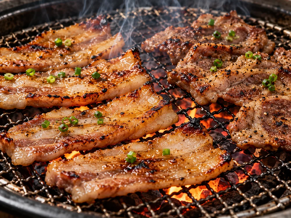 豬肉餐點情境示意，品項以現場供應為準